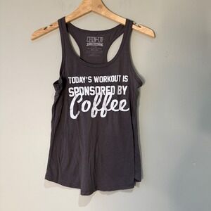 Chin Up Apparel Womens Coffee Graphic Racerback Tank Top X Small Gray Workout